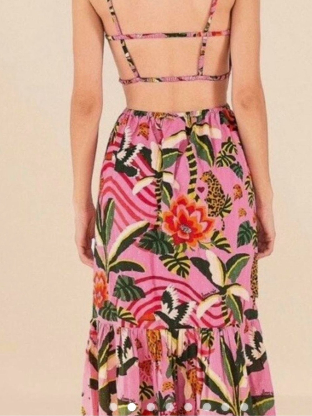 Farm Rio Pink Leopard Forest Open-Back Midi Dress - Size Large (L) - Picture 2 of 10